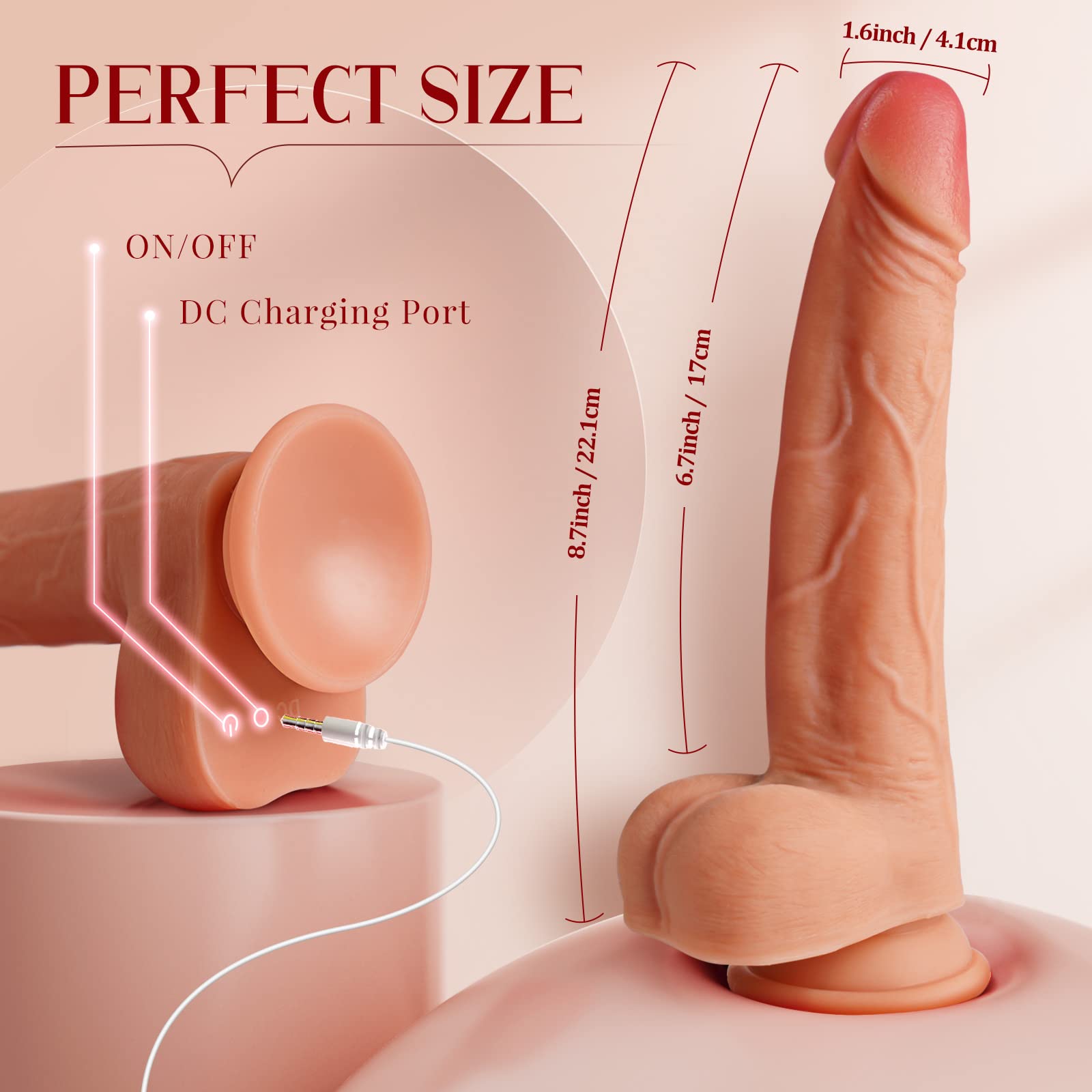 Thrusting Dildo Sex Toys Dildos - Adult Sex Toy Realistic Vibrator Dildo for Clitoral G-spot Anal Stimulation, 8 inch Dildo Vibrators for Women for Couples (8 inch)