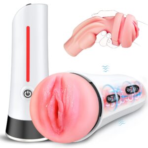 Male Masturbator Sex Toys for Men, 7.6" Depth Adult Male Sex Toys with 2 Vibrating Motor & 3D Vagina Textured Masturbation Sleeve, Mens Pocket Pussy Stroker Adult Toys for Men Realistic