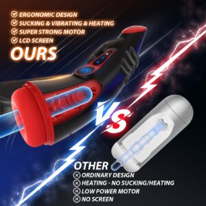 Sex Toys for Men Male Masturbator - APP Control Adult Toys Male Masturbators Penis Pump with 9 Sucking & 9 Vibrating Modes, 3D Textured Sleeve Heating Mens Sex Toy, LCD Display Pocket Pussy for Men