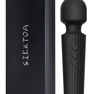 SIKXTOA Mini Vibrator, 8 Speeds 20 Patterns-G-Spot Cordless Wand Massager, Clitoral Stimulator, Dildo, Sex Toys, Rechargeable Handheld Powerful Silent Waterproof Female Adult Toys (Stripe Black)