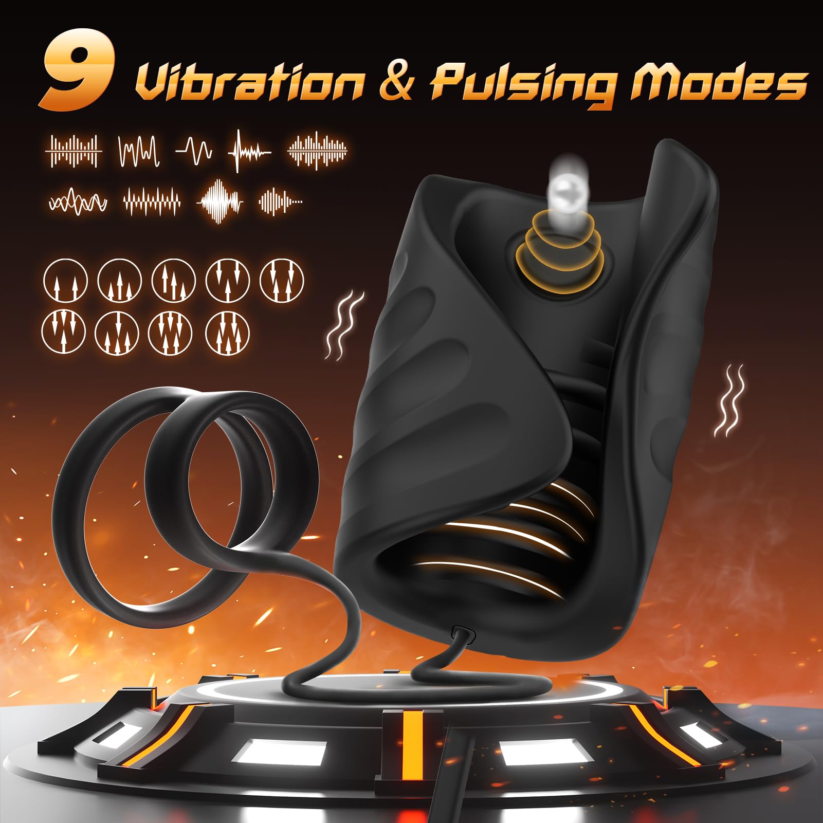 Male Sex Toys for Men Vibrator, 9 Vibrating Stretchy Male Masturbator with 2 Cock Penis Ring, APP & Remote Control, Penis Trainer Sex Machine Vibrators for Men Couple, Adult Sex Toys & Games Stroker