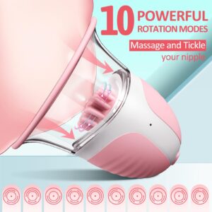 Nipple Toy Clamps, Strong Sucking Stimulator Massager with 10 Vibrator Rotation Modes, Rechargeable Adult Sex Toys for Women Couples Pleasure