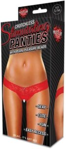 hustler clitoral stimulating thong with beads red s/m hustler