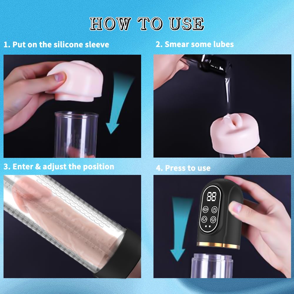 Penis Pump Penis Enlarger Extender with Lube,3 in 1 Men's Vibrator,Electric Penis Vacuum Pump with 12 Smart Training Modes,Penis Sleeve Male Masturbator Sex Toys for Men Bigger Stronger