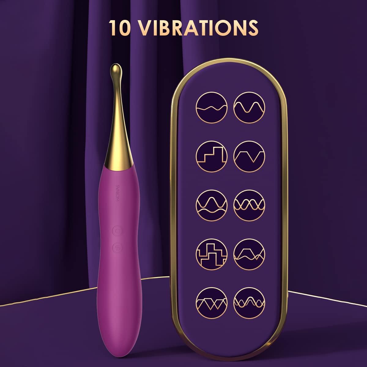 Clitoral Vibrator Sex Toys for Women - SVAKOM Female Squirting Vibrators Clit G-Spot Dildo Nipple Stimulator- High Frequency Personal Massager Wand Adult Sensory Toy 2 Silicone Heads