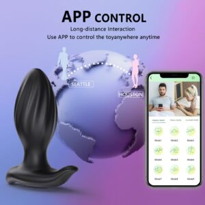 Vibrating Anal Plug Adult Sex Toys - Jrueden Rotating Anal Toys Vibrating Butt Plug with App Control 9 Vibrating Rotations, Male Sex Toys for Prostate Massage, Anal Sex Toys Vibrator for Men and Women