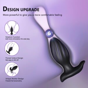 Vibrating Anal Plug Adult Sex Toys - Jrueden Rotating Anal Toys Vibrating Butt Plug with App Control 9 Vibrating Rotations, Male Sex Toys for Prostate Massage, Anal Sex Toys Vibrator for Men and Women