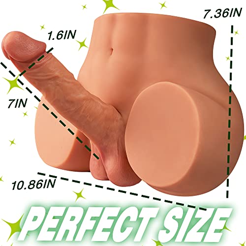 10.5 LB 2 in1 Torso Male Sex Doll with realistic dildo and testis, Anal Male Masturbator with Tight Hole for Men Masturbation, Gohya Unisex Sex Toy for Couple Brown