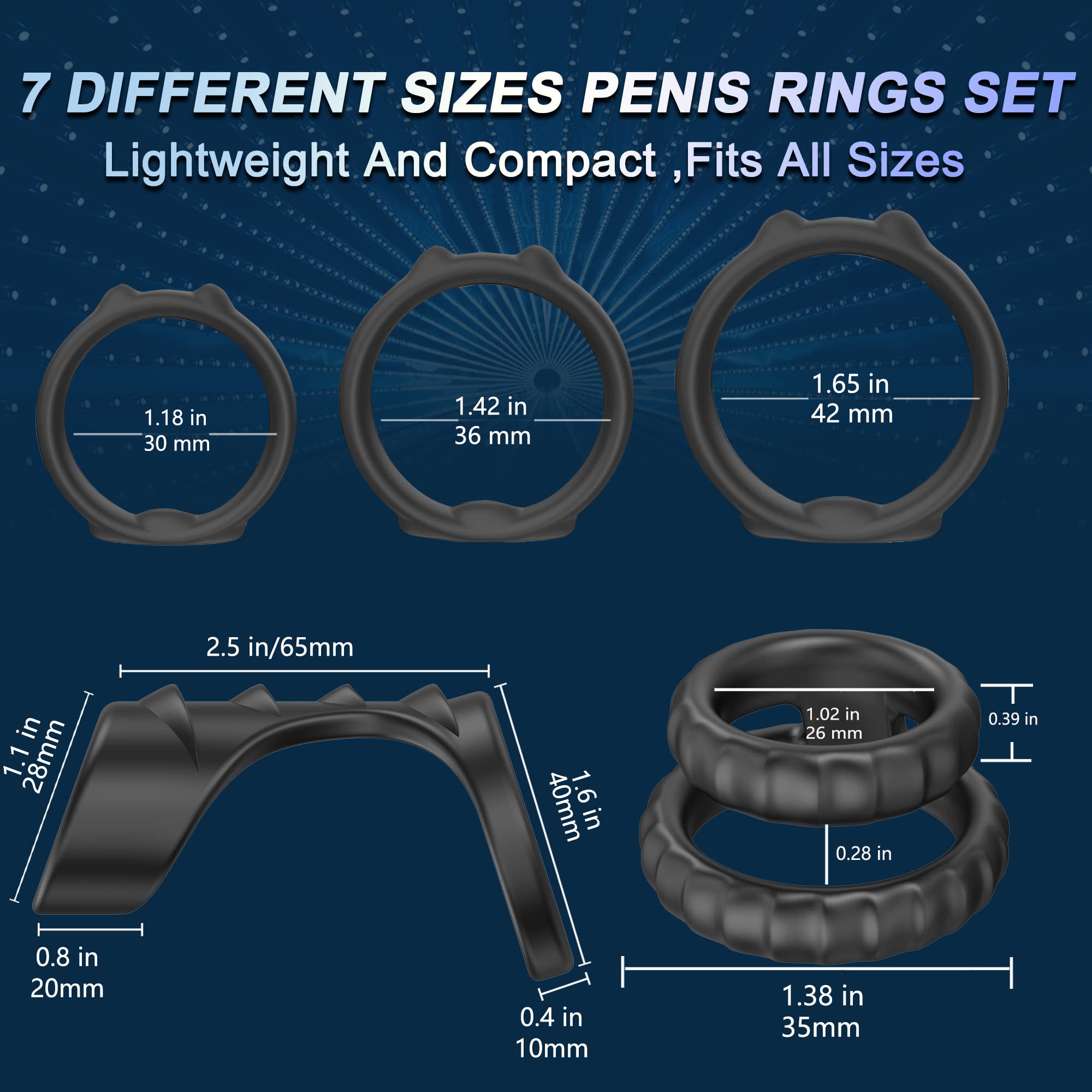 Penis Rings Set,Cook Rings for Men Erection Sex Toy with 7 Different Sizes Silicone Adult Sex Toys Cockring Couple Sex Toys Enhancing Couples Pleasure Sex Toy Kit