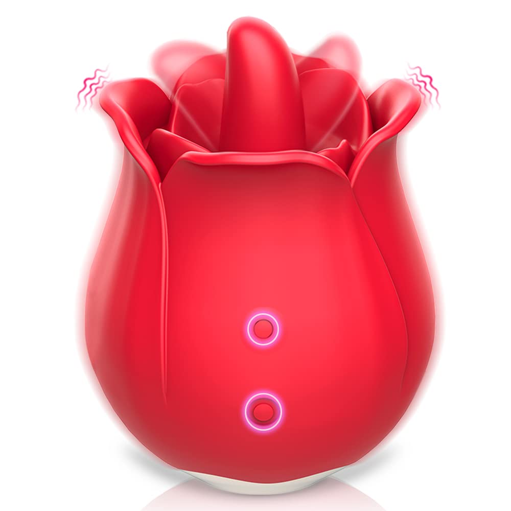 Rose Toy Vibrator for Women, Visetoyz Tongue Licking Mini Clitoral Vibrator Stimulator with 9 Vibrating Pleasure for Clitoris & Nipple Stimulation, Adult Sex Toys & Games for Women Couples