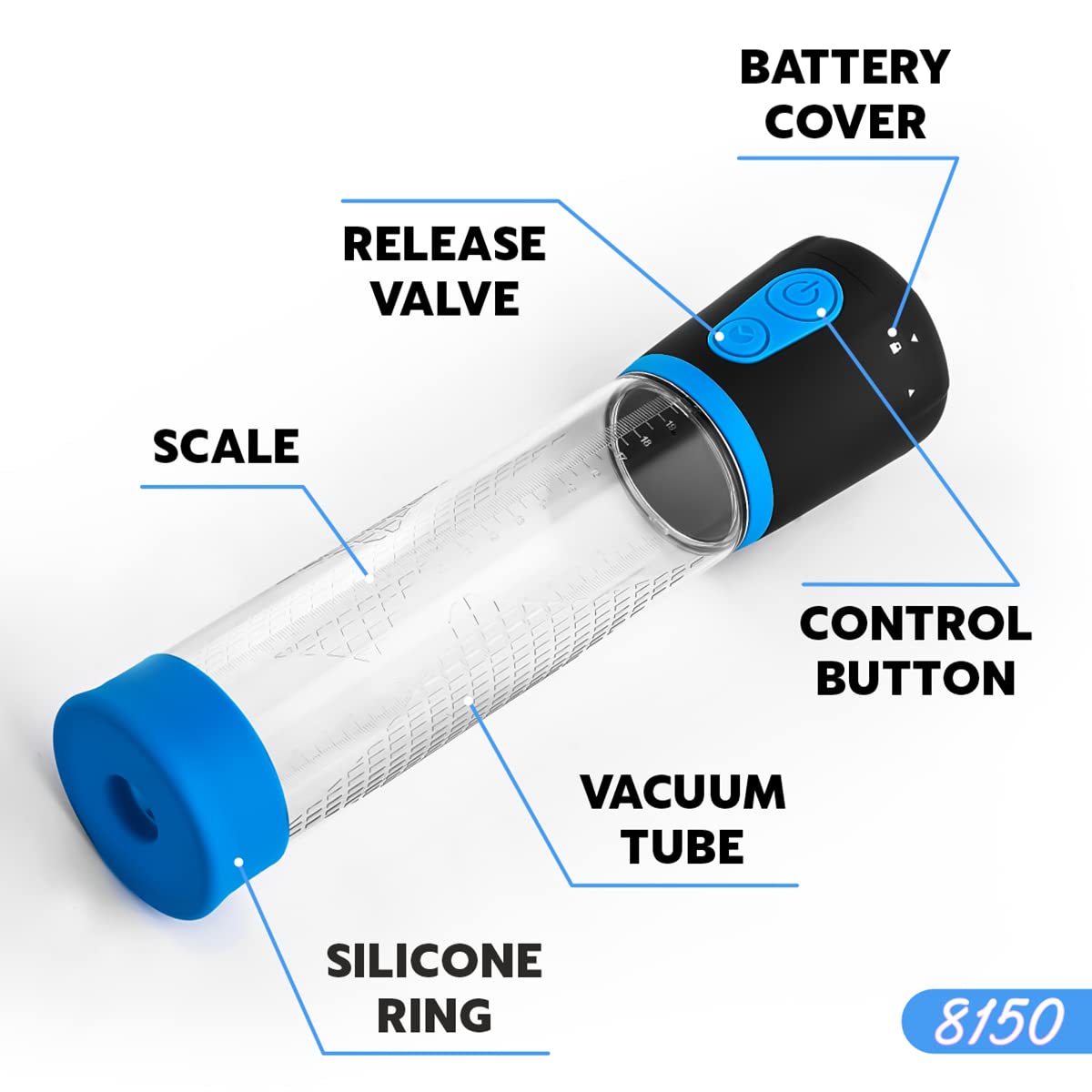 Electric Penis Vacuum Pump - Automatic Penis Enlargement Extend Pump with 3 Suction - Men Sex Toys - Pumps & Enlargers for Male Masturbation - Sex Toy Blue