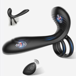 couple vibrator with dual penis ring, 10 vibrating mode g spot and clitoris simulator 3 in 1 vibrating cock ring male female adult sex toy with remote control for men women