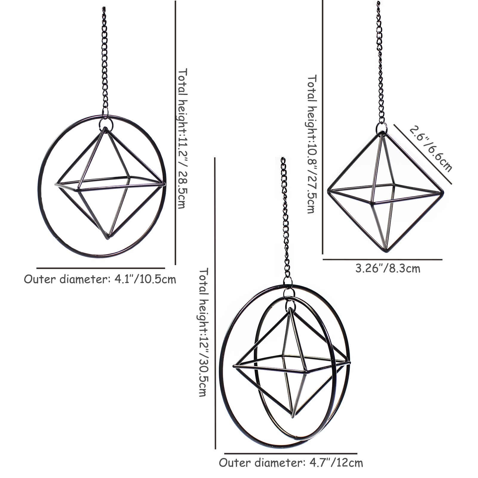 ZOOELAY Air Plant Hanging Holders Black Airplants Hanging Cage Sets Wall Air Planters Hanger 6 Geometric Airferns Indoor Display Frame