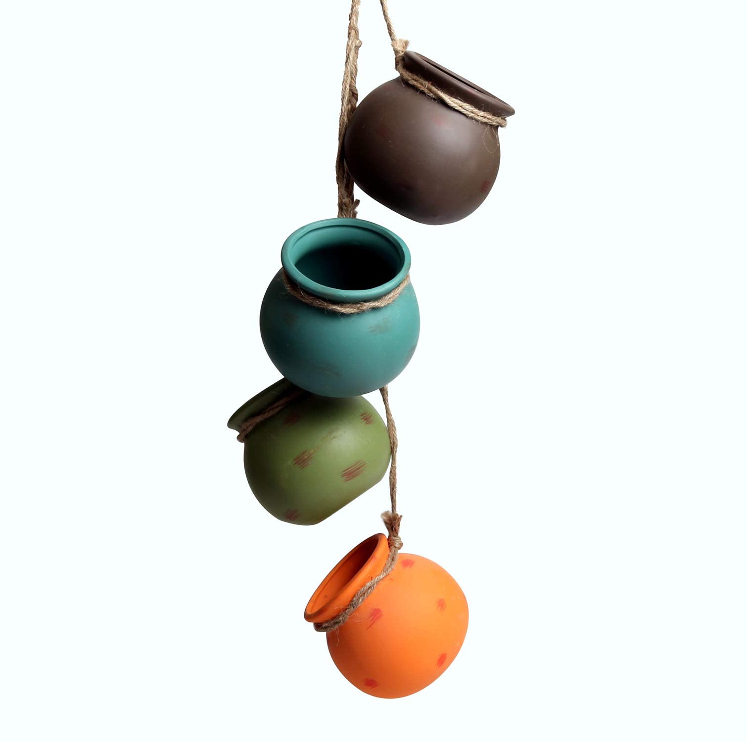 4PCS 4.0 Inch Hanging Succulent Planters Dangling Ceramic Pot Wall or Ceiling Mount Hanging Ceramic Plant Pot Hanging Planter Hanging Pendant Hanging Basket Succulent Planter/Succulent Cactus/