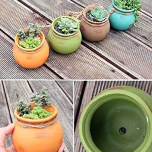 4PCS 4.0 Inch Hanging Succulent Planters Dangling Ceramic Pot Wall or Ceiling Mount Hanging Ceramic Plant Pot Hanging Planter Hanging Pendant Hanging Basket Succulent Planter/Succulent Cactus/