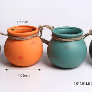 4PCS 4.0 Inch Hanging Succulent Planters Dangling Ceramic Pot Wall or Ceiling Mount Hanging Ceramic Plant Pot Hanging Planter Hanging Pendant Hanging Basket Succulent Planter/Succulent Cactus/