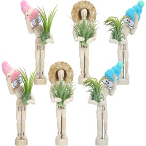 6 Sets Air Plant Holder Wooden Jointed Mannequin Tabletop Flexible Shape Adjustable Pose DIY Accessories Decor Planter Tillandsia Air Fern Display Stand for Home, Office Decor Supplies