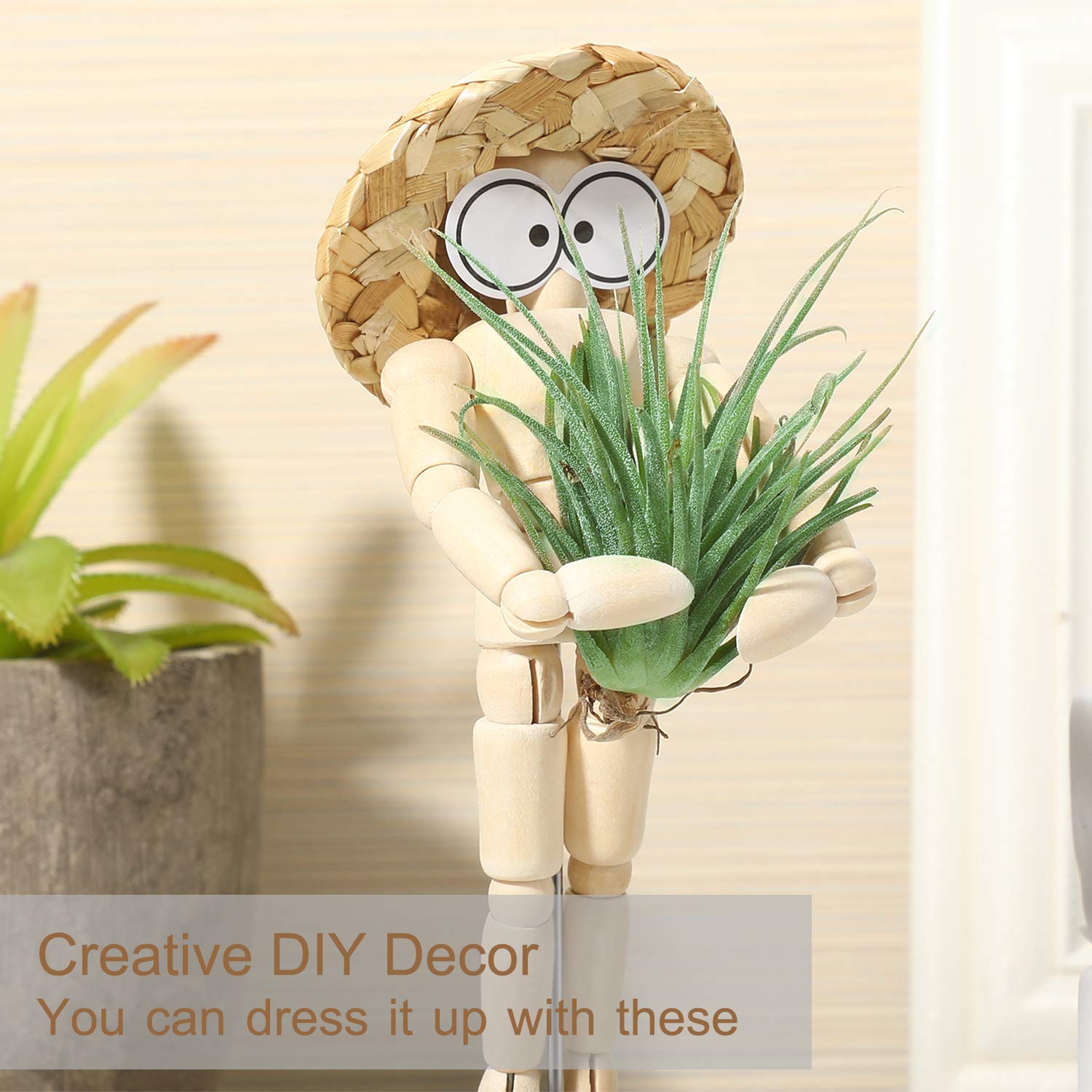 6 Sets Air Plant Holder Wooden Jointed Mannequin Tabletop Flexible Shape Adjustable Pose DIY Accessories Decor Planter Tillandsia Air Fern Display Stand for Home, Office Decor Supplies