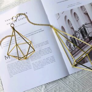 Geometric Hanging Tillandsia Holder Gold Metal Air Plants Holders Hanging for House Decor Living Room,Small Plant Holders Indoor Hanging,Plant Lover Gifts (5Pcs)