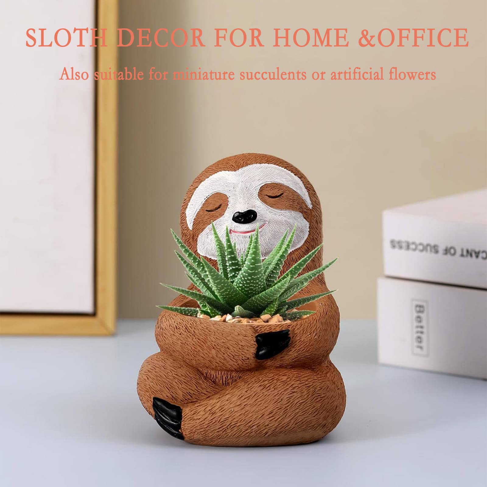 AIPOGOOIN Air Plants Holders Unique, Sloth Gifts for Women Plant Lovers Gardeners Coworkers Girls, Cute Sloth Decor for Home Office Desk