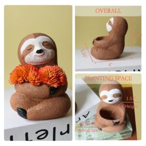 AIPOGOOIN Air Plants Holders Unique, Sloth Gifts for Women Plant Lovers Gardeners Coworkers Girls, Cute Sloth Decor for Home Office Desk