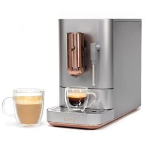 Café Affetto Automatic Espresso Machine + Milk Frother | Built-In & Adjustable Espresso Bean Grinder | One-Touch Brew in 90 Seconds | Steel Silver, 1.2 Liter, (C7CEBBS2RS3)