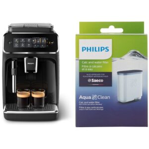 Philips 3200 Series Fully Automatic Espresso Machine w/Milk Frother, Black, EP3221/44 with Philips Saeco AquaClean Filter Single Unit, CA6903/10