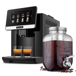 zulay magia super automatic coffee espresso machine with grinder, easy to use 7” touch screen and 1 gallon cold brew coffee maker with extra-thick glass carafe & stainless steel mesh filter