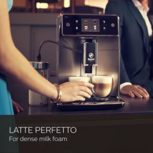 Philips Saeco Xelsis Super Automatic Espresso Machine - LatteDuo Milk System, 15 Coffee Varieties, 8 User Profiles, Touch Screen, Stainless Steel, (SM7685/04)