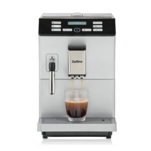 eficentline-205 fully automatic espresso machine, one touch coffee machine with manual milk frother for cappuccino & latte, stainless steel, silver (espresso machine w milk frother)