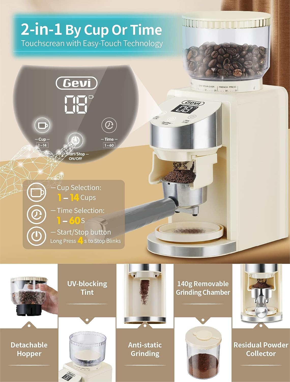 Gevi Espresso Machine 20 Bar with Grinder，Professional Espresso Maker with 35 Precise Grind Settings Burr Coffee Grinders Combos, Commercial Espresso Machines & Coffee Makers, Gift for Coffee Lover