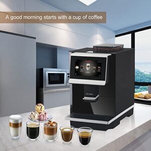 DR.COFFEE C12 Fully Automatic Coffee Machine, Espresso Machine With Ceramic Flat Burrs, 9 Grind Size Options, 7” HD Large Touchscreen, 4 Water Tank for Office Use, Pitch-black