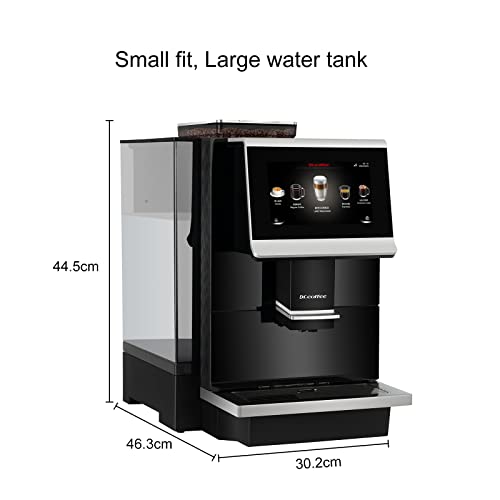 DR.COFFEE C12 Fully Automatic Coffee Machine, Espresso Machine With Ceramic Flat Burrs, 9 Grind Size Options, 7” HD Large Touchscreen, 4 Water Tank for Office Use, Pitch-black