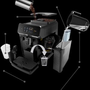 Philips 2200 Series Fully Automatic Espresso Machine w/LatteGo, Black, EP2230/14 (Renewed)