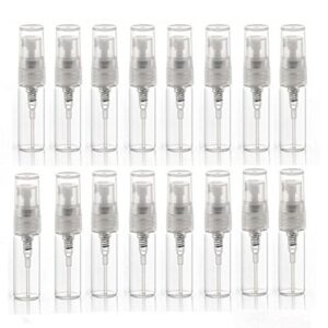 Elfenstal- 10pcs Mini Clear 3ml 1/6OZ Atomizer Fine Mist Empty Glass bottle Spray Refillable Fragrance Perfume Scent Sample Bottle 1pc Clean Cloth for Travel Party Makeup Tool 2pcs free 3ml Pipette