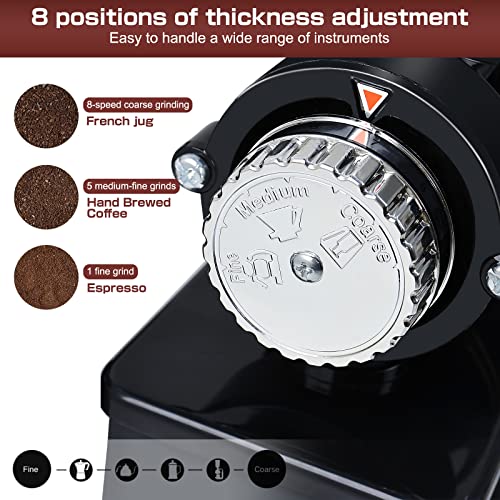 YaeMarine Professional Electric Coffee Grinder Coffee Bean Powder Grinding Machine Coffee Grinder Mill Grinder Thickness Adjustable (Black)