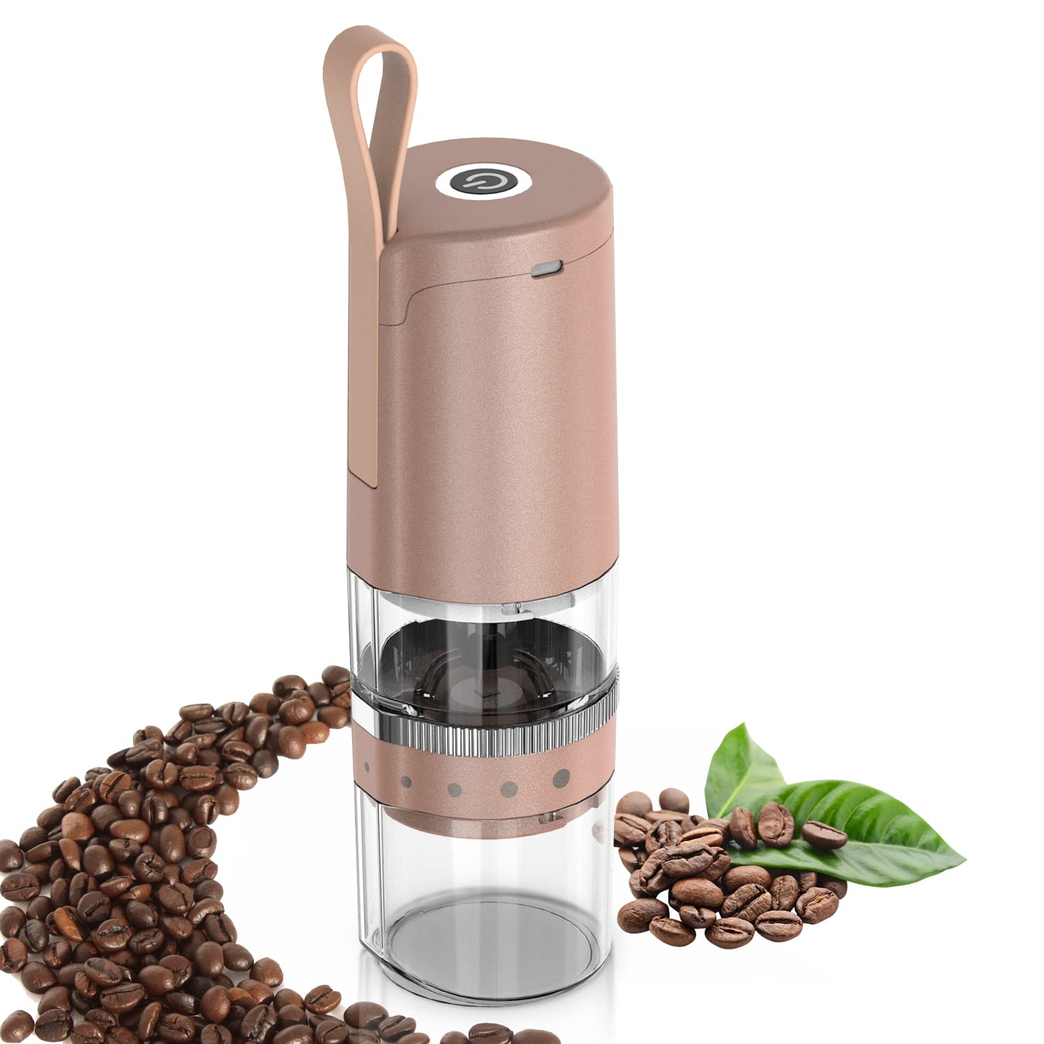 TastLi Coffee Grinder, Electric Portable Coffee bean Grinder, Adjustable Burr Mill with 5 Precise Grind Setting for Drip Espresso PourOver and More (Golden)