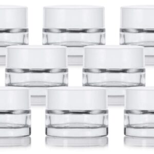 Clear Glass 0.25 oz Thick Wall Balm Jars with White Foam Lined Smooth Lids (12 pack)