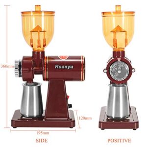 Huanyu Stainless Steel Coffee Grinder Electric with 8 Grinding Settings Flat Burr Coffee Grinder Adjustable Burr Coffee Grinders for Home Use Red