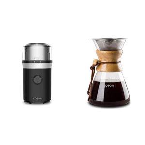 cosori pour over coffee maker with double-layer stainless steel filter and coffee grinder electric for coffee beans, spices