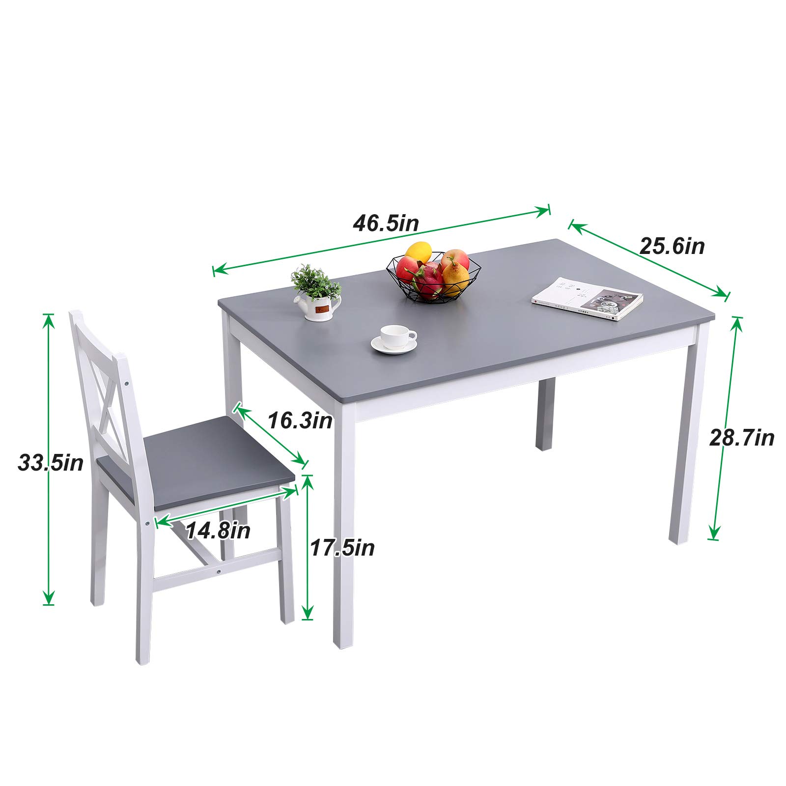 sogesfurniture 5 Piece Kitchen Dining Room Table Sets for 4, Modern Space-Saving Dining Furniture, Pastoral Rectangular Dining Table Furniture Set for Kitchen, Dining Room