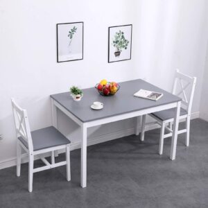 sogesfurniture 5 Piece Kitchen Dining Room Table Sets for 4, Modern Space-Saving Dining Furniture, Pastoral Rectangular Dining Table Furniture Set for Kitchen, Dining Room