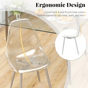 Tangkula Glass Dining Table Set for 4, Modern Tempered Glass Kitchen Table and Chairs, Glass Dining Room Table Set for Small Living Room, Kitchen