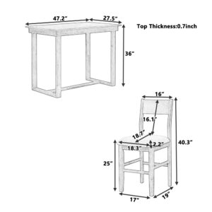 Merax Counter Height Kitchen Dining Table Set with Chairs for Small Space, Solid Wood Dining Room Furniture Table Set Farmhouse Rustic Dining Set