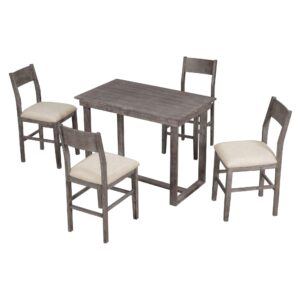 Merax Counter Height Kitchen Dining Table Set with Chairs for Small Space, Solid Wood Dining Room Furniture Table Set Farmhouse Rustic Dining Set