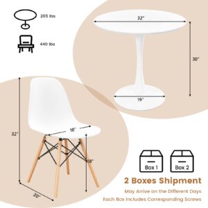 Giantex 3-Piece Dining Table Set for 2 - Kitchen Table Chairs Set with 32” Round Table, Dining Chairs, Dinette Table Set for Small Spaces, Breakfast Nook Table Set, Dining Room Table Set (White)