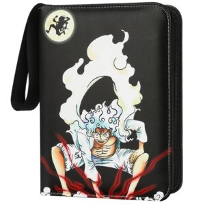 Luffy Gear 5 Card Binder for One Piece Anime Cards 4-Pocket,Trading Card Binder 440 Pockets for One Piece Card Game Card Holder Album with 55 Removable Sleeves,Gifts for Kids Children