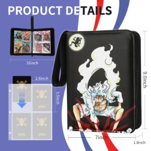 Luffy Gear 5 Card Binder for One Piece Anime Cards 4-Pocket,Trading Card Binder 440 Pockets for One Piece Card Game Card Holder Album with 55 Removable Sleeves,Gifts for Kids Children