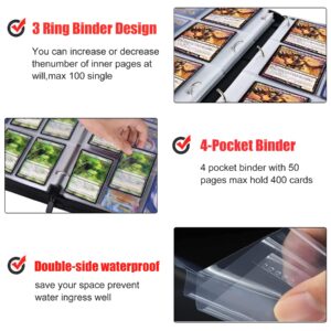 Trading Card Binder for One Piece Card Game,4 Pocket with 50 Sleeves up to 400 Cards One Piece TCG Card Binder,Portable Waterproof Card Storage Book with Sleeves for Game Cards Collection