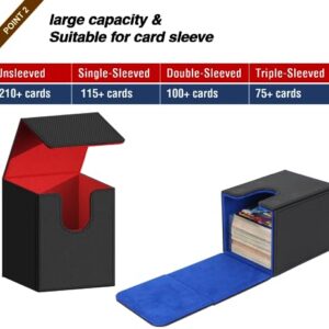 Venssu Card Deck Box,Vertical Card Deck Case,Card Storage,Commander deck box, Trading card box, Fit 115 Plus Sleeved Cards Compatible with board game MTG TCG CCG with dividers(Black＆Red)